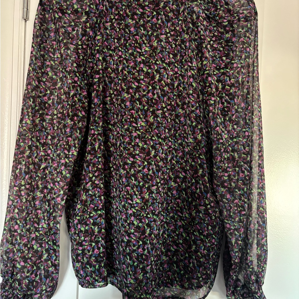 Aqua Multicolor Sheer Blouse - Picture 6 of 9